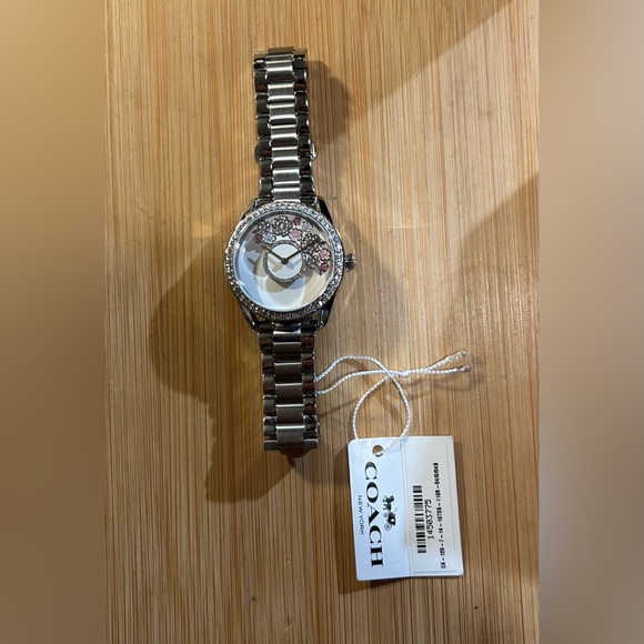 Coach Preston Silver Bracelet Watch With 36mm White Face With Moving Flowers - Picture 8 of 11